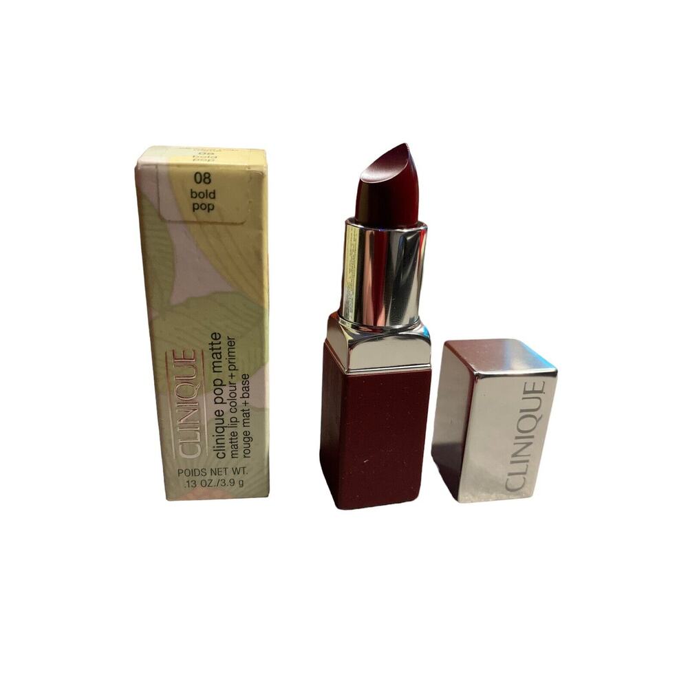 Clinique Pop Matte Lip Colour + Primer 08 Bold Pop Lipstick 0.13oz New